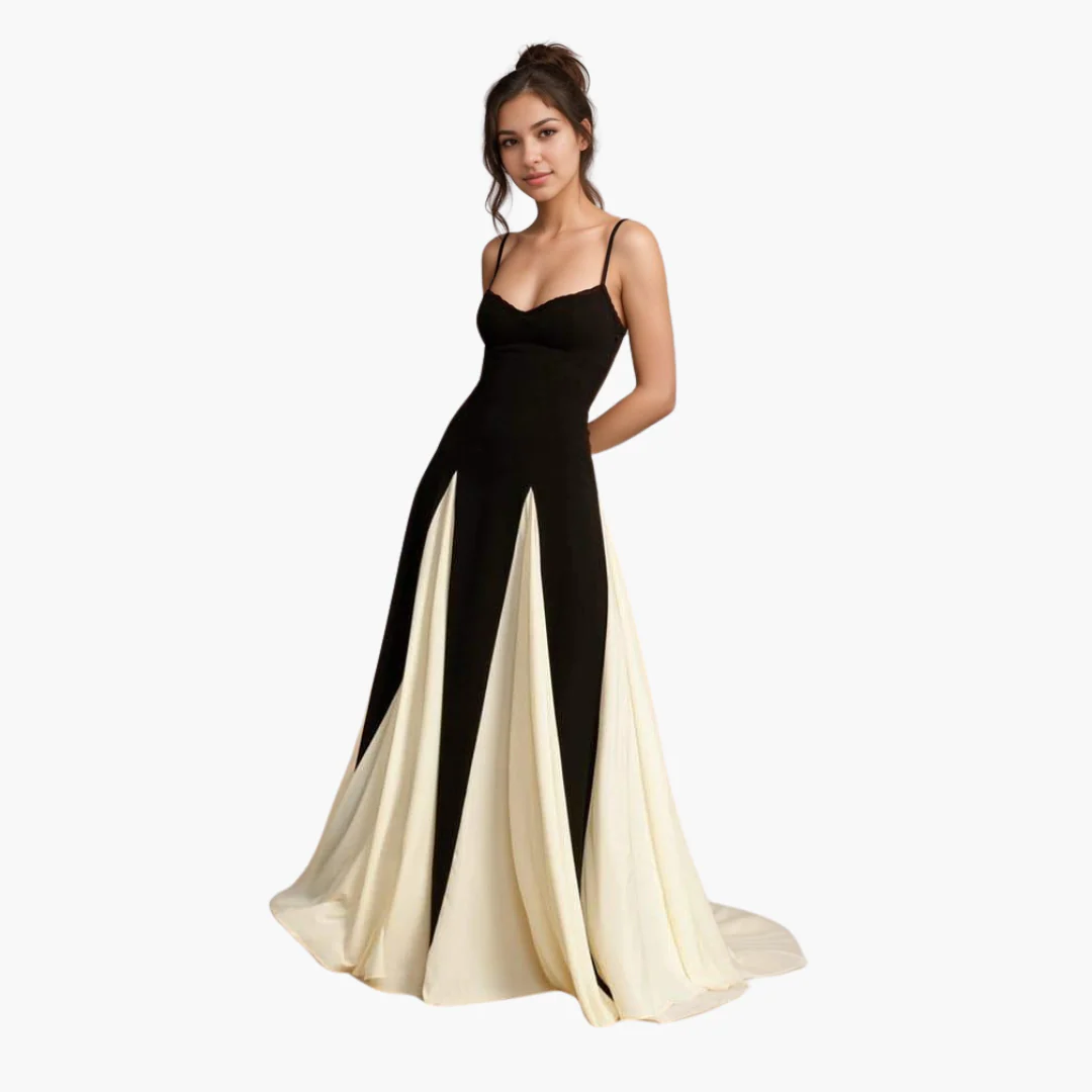 Colorblock Maxikleid für Damen – Elegant mit Herzausschnitt - Image 2