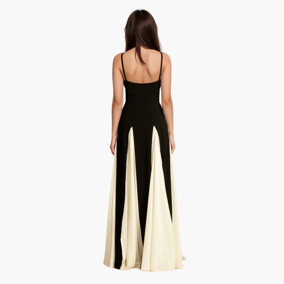 Colorblock Maxikleid für Damen – Elegant mit Herzausschnitt - Image 4