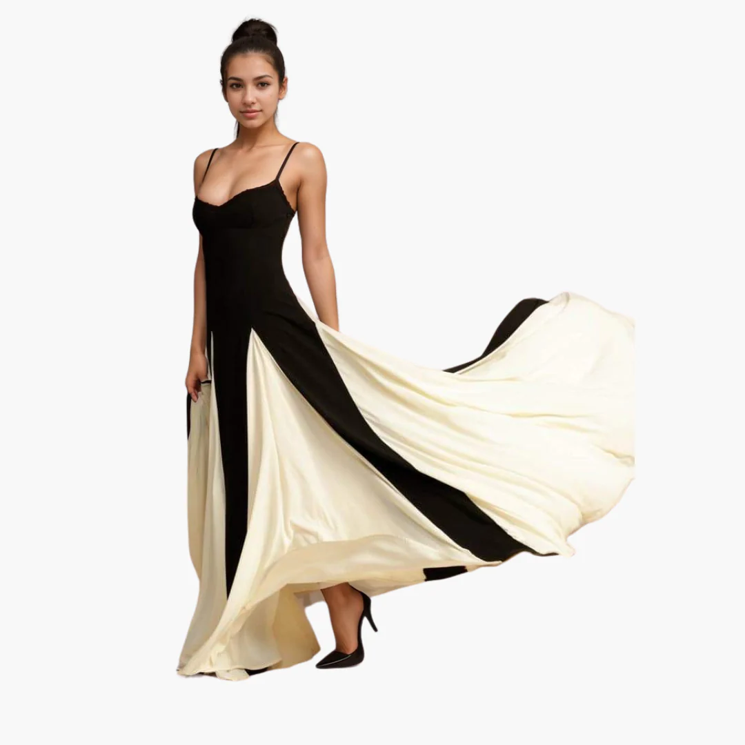 Colorblock Maxikleid für Damen – Elegant mit Herzausschnitt - Image 5