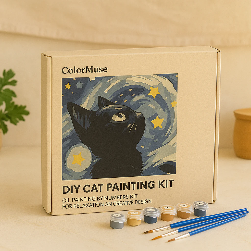 ColorMuse DIY Katzenmalset – Ölmalerei nach Zahlen-Set für Entspannung und kreative Gestaltung - Image 7