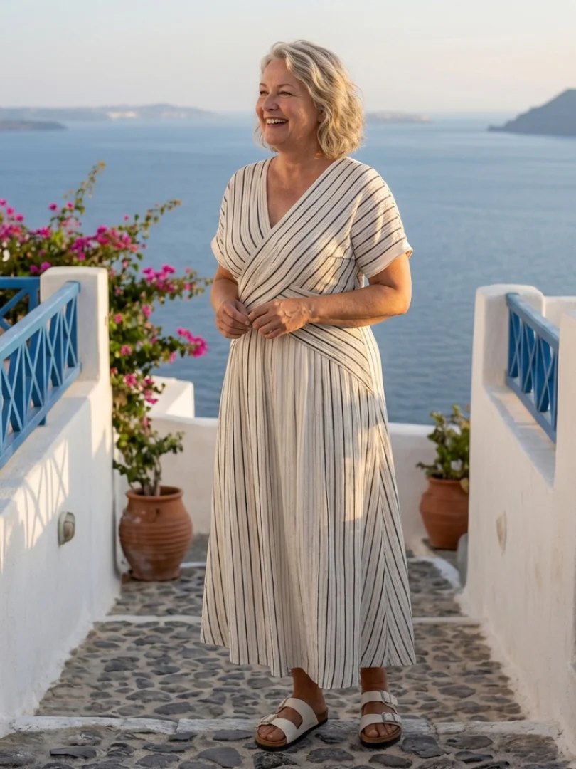 Cressida | Damen Midikleid Überkreuzte Taille Elegant - Image 3