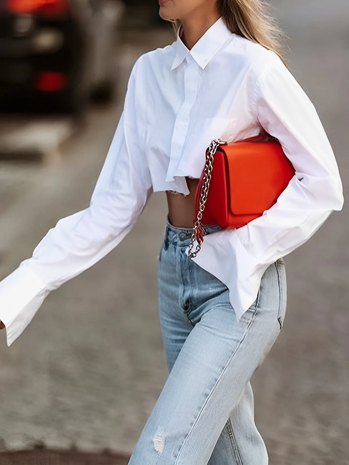 Cropped Damenbluse mit Raw Cut – Modern, Urban & Statementstark - Image 2