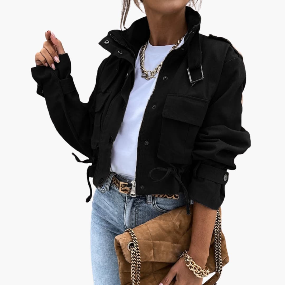 Cropped Übergangsjacke mit Taschen für Damen - Image 3