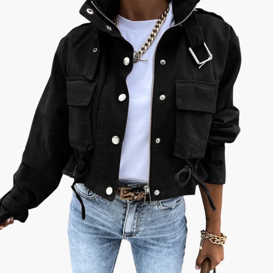 Cropped Übergangsjacke mit Taschen für Damen - Image 5