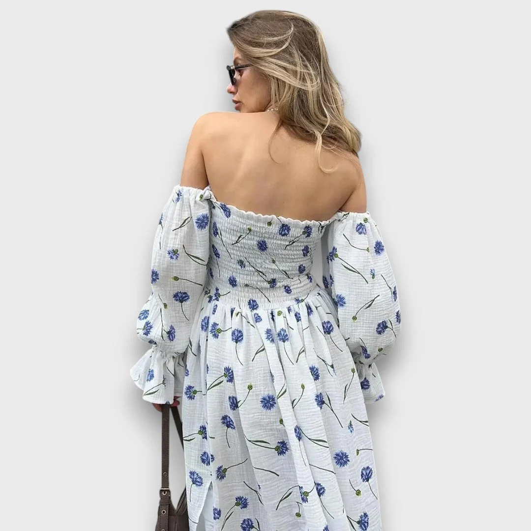 Cyarina – Schulterfreies Kleid mit floraler Leichtigkeit - Image 2