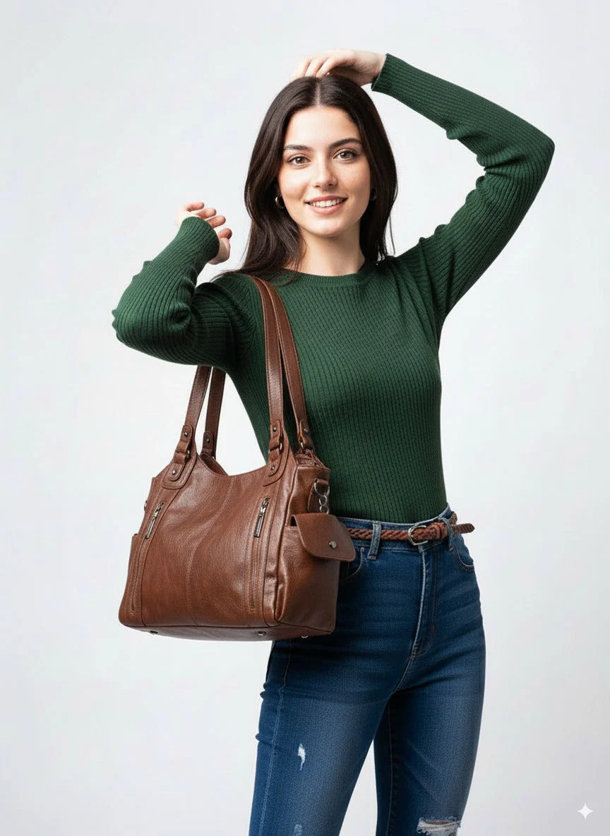 Dakota Schultertasche | Elegante & Praktische Tasche aus Veganem PU-Leder - Image 9
