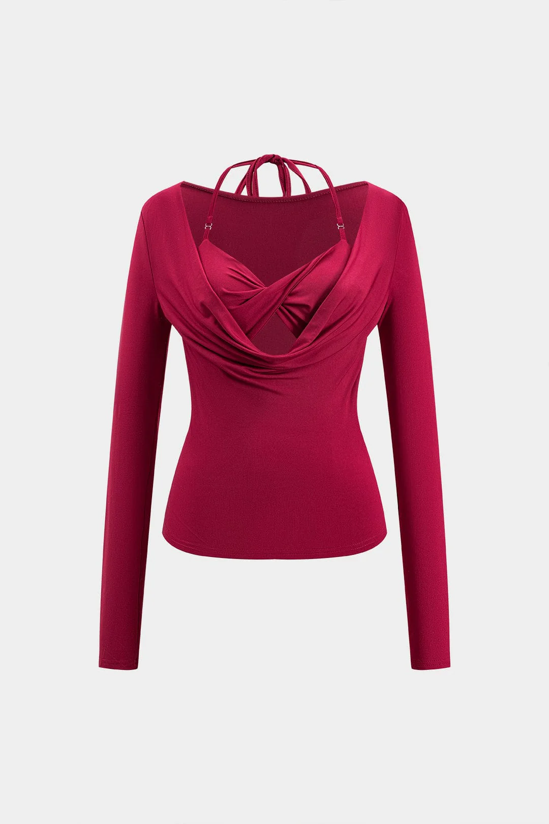 Dakota | Verführerisches Langarm-Top mit drapiertem Ausschnitt und integriertem Neckholder-Bralette - Image 5