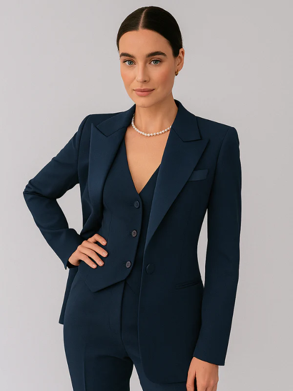 Damen Anzug Set Elegant 3-teilig mit Blazer, Weste und Slim Fit Hosen für Formelle Anlässe - Image 2