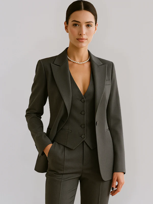 Damen Anzug Set Elegant 3-teilig mit Blazer, Weste und Slim Fit Hosen für Formelle Anlässe - Image 3