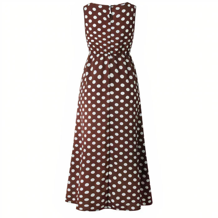 Damen ärmelloses Vintage-Kleid mit Polka-Dots | Maxi - Image 3