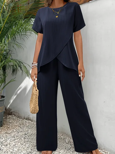 Damen Asymmetrisches Zweiteiler Set | Weite Hose - Image 7