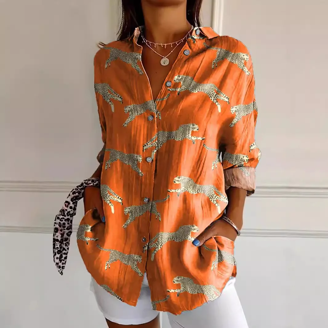 Damen Bedrucken Button Down Hemd | Langarm - Image 2