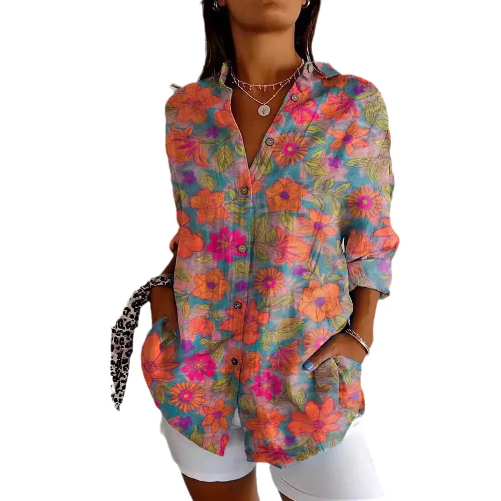 Damen Bedrucken Button Down Hemd | Langarm - Image 5