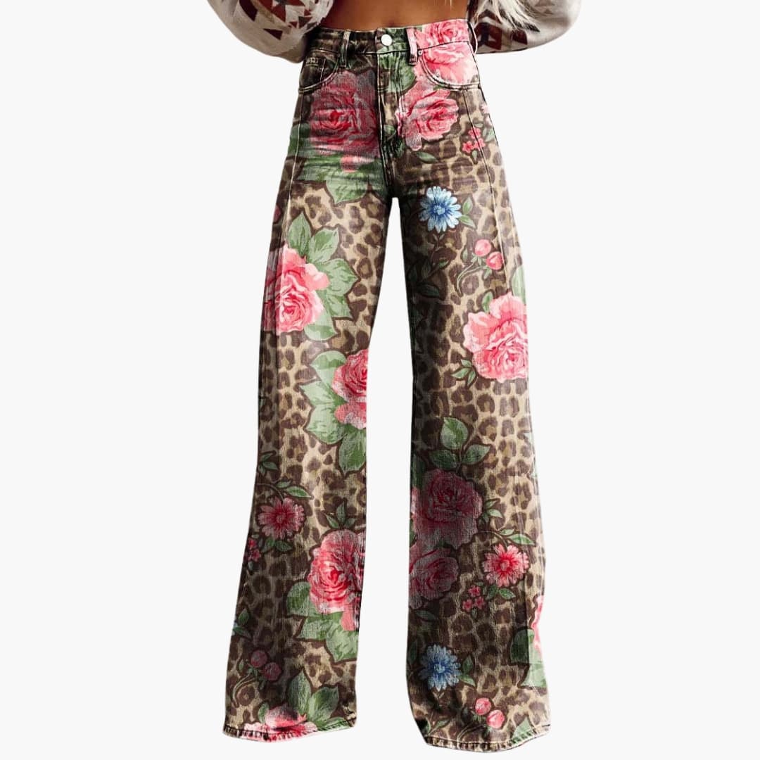 Damen Bedruckte Hose mit weitem Bein - Image 11