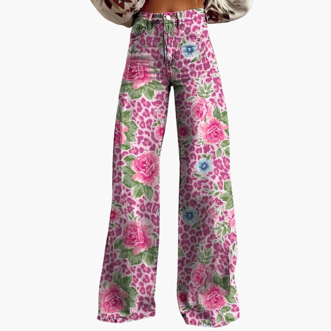 Damen Bedruckte Hose mit weitem Bein - Image 2