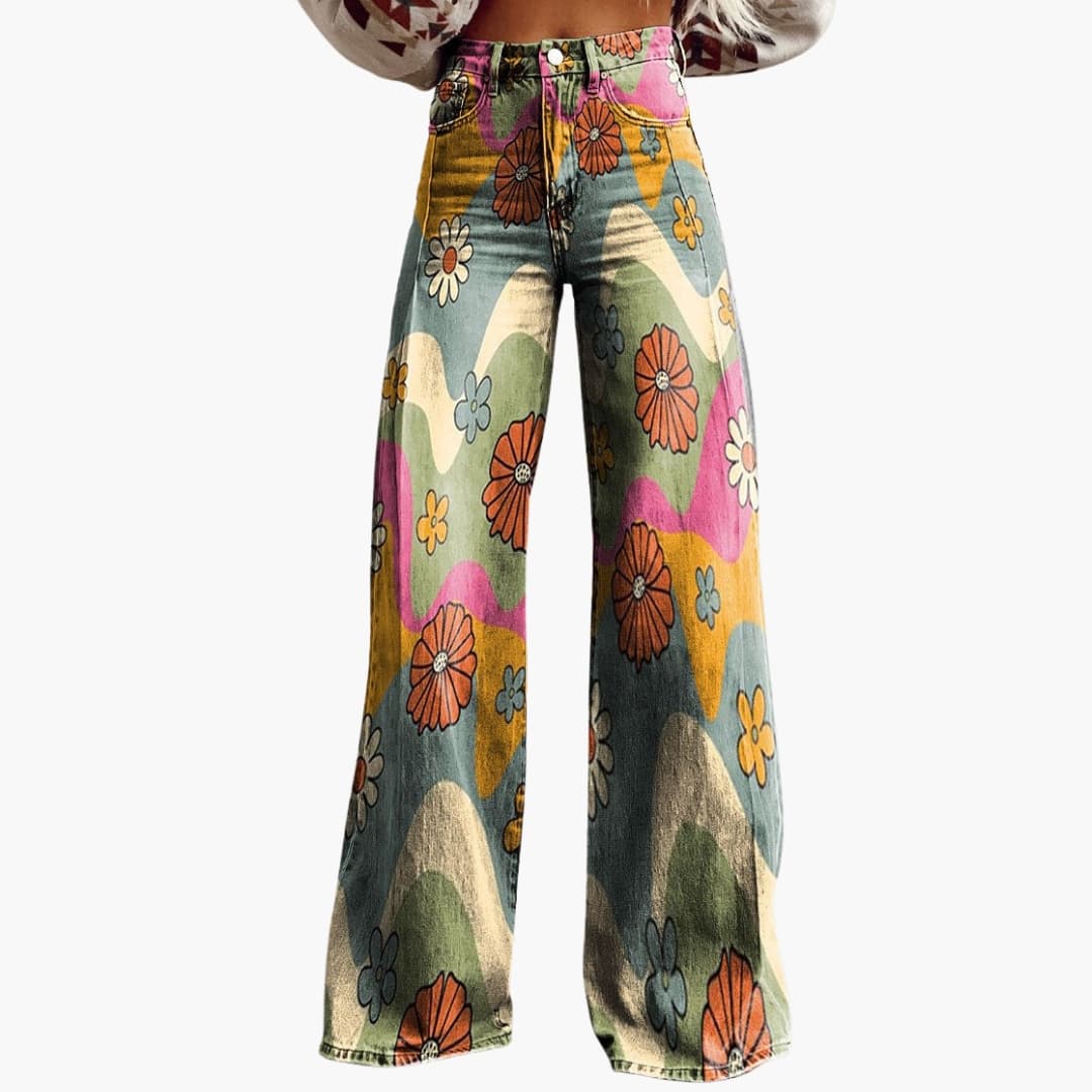 Damen Bedruckte Hose mit weitem Bein - Image 3