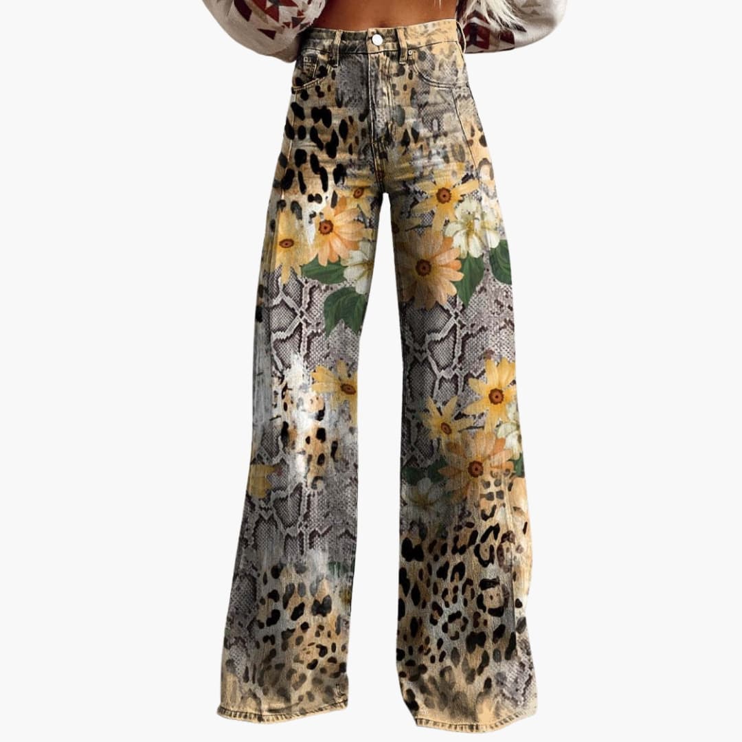 Damen Bedruckte Hose mit weitem Bein - Image 4