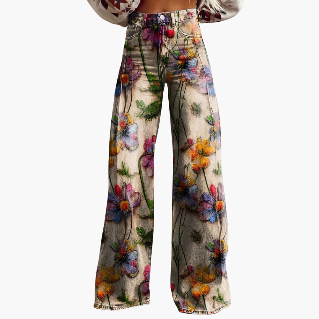 Damen Bedruckte Hose mit weitem Bein - Image 5