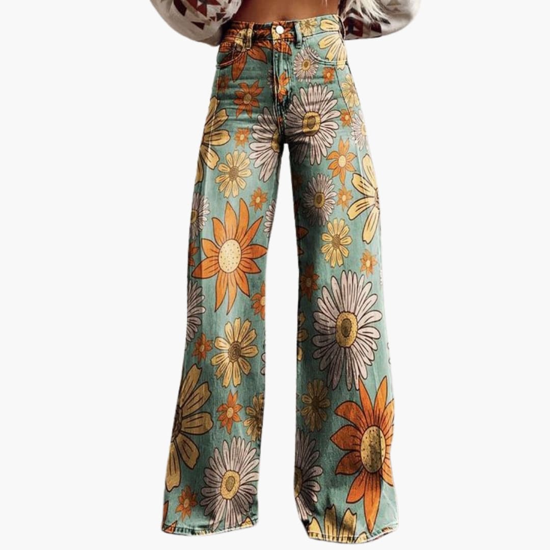 Damen Bedruckte Hose mit weitem Bein - Image 6