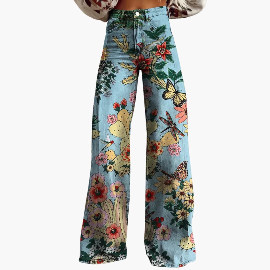 Damen Bedruckte Hose mit weitem Bein - Image 7