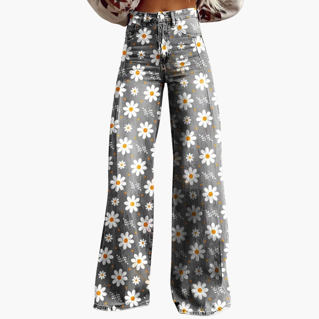 Damen Bedruckte Hose mit weitem Bein - Image 9