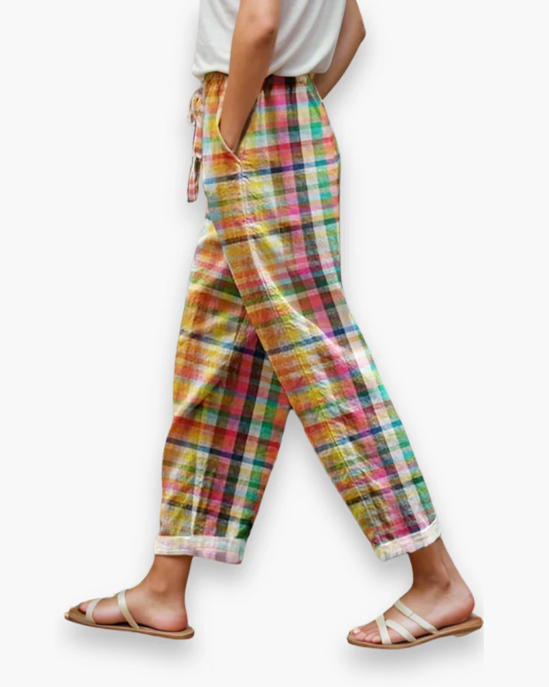 Damen Bequeme Karohose | Vintage Stoffhose - Image 4