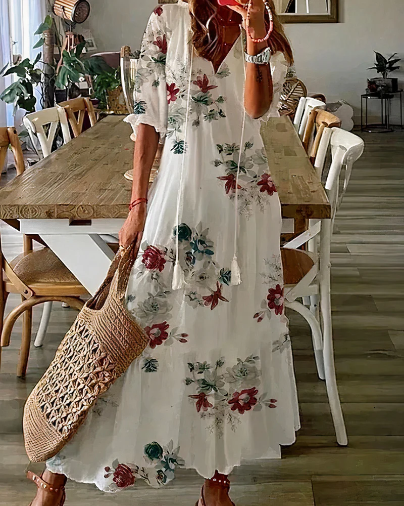 Damen bequemes geblümtes Sommerkleid | Maxi - Image 10