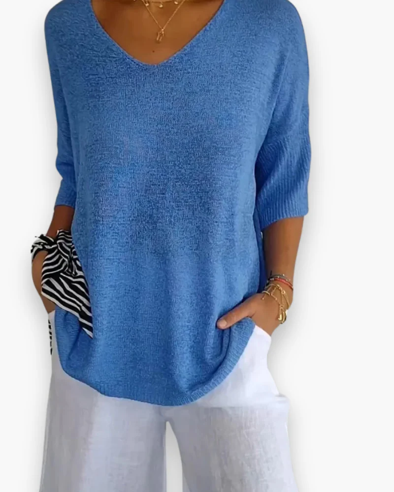 Damen Bequemes V-Ausschnitt Top | Vielseitig und Stilvoll - Image 2