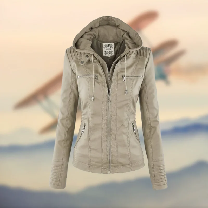 Damen Bikerjacke mit Kapuze | Warme - Image 3