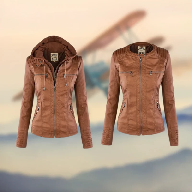 Damen Bikerjacke mit Kapuze | Warme - Image 4