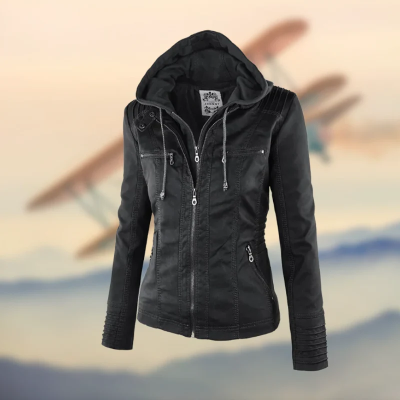 Damen Bikerjacke mit Kapuze | Warme - Image 5