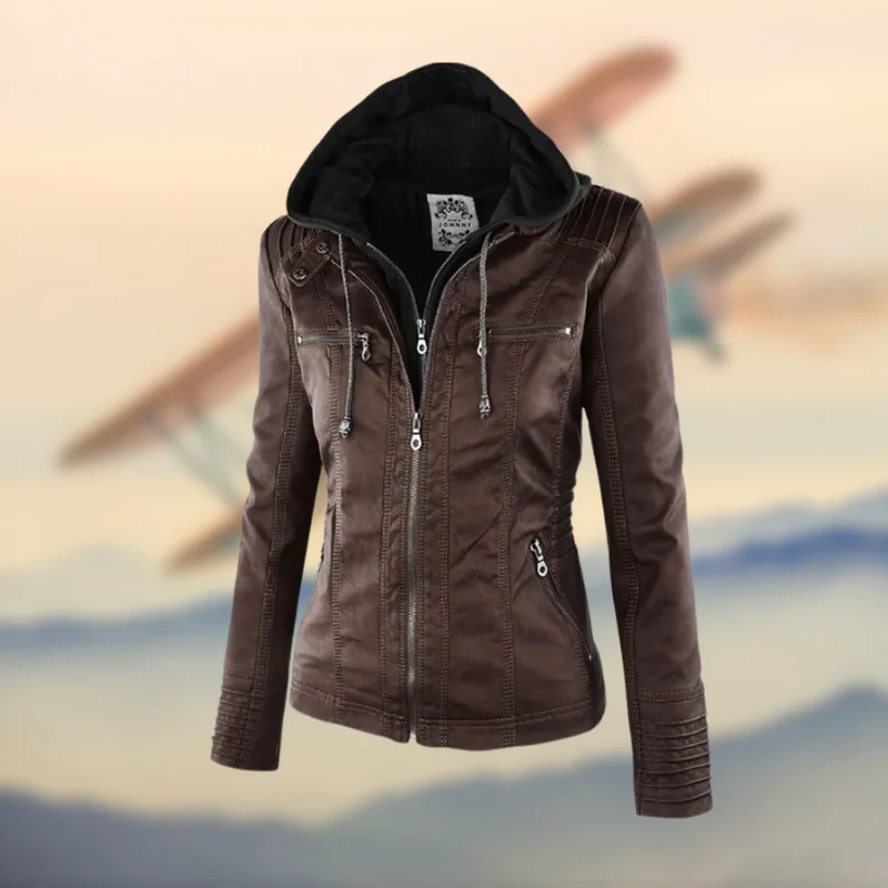 Damen Bikerjacke mit Kapuze | Warme - Image 6