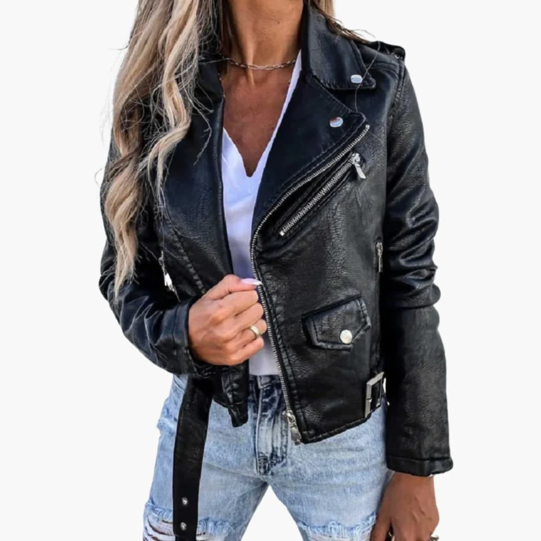 Damen Bikerjacke mit Reverskragen und Reißverschlusstaschen - Image 3