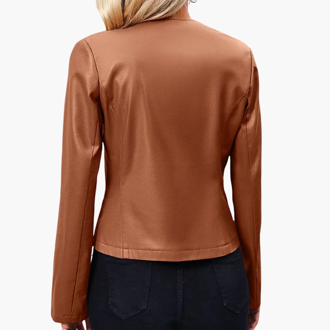 Damen Bikerjacke mit Rundhalsausschnitt und Reißverschluss - Image 5