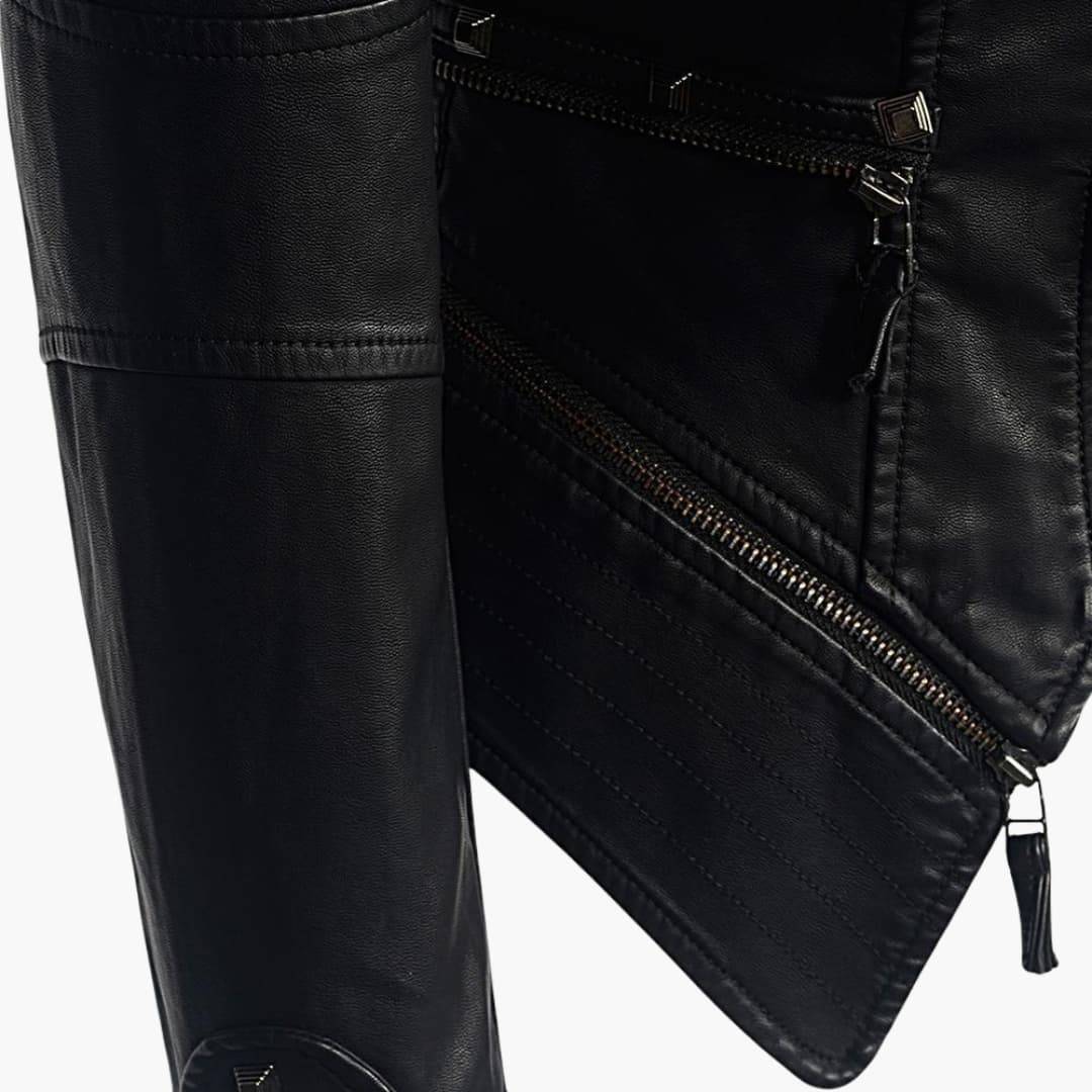 Damen Bikerjacke Schwarz mit Nieten - Image 3
