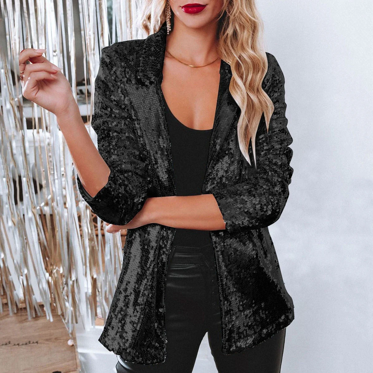 Damen-Blazer mit Glanzbesatz | klare Abendstruktur - Image 2