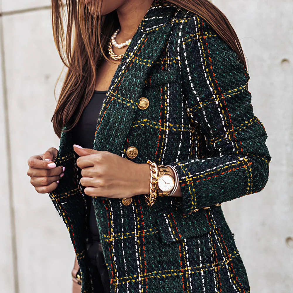 Damen-Blazer mit Karomuster | gestrickte Struktur - Image 5