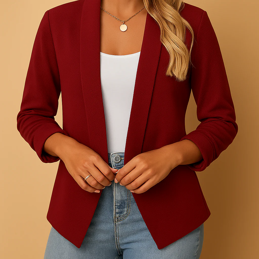 Damen Blazer | Offene Front klare Linienführung strukturierte Form - Image 4