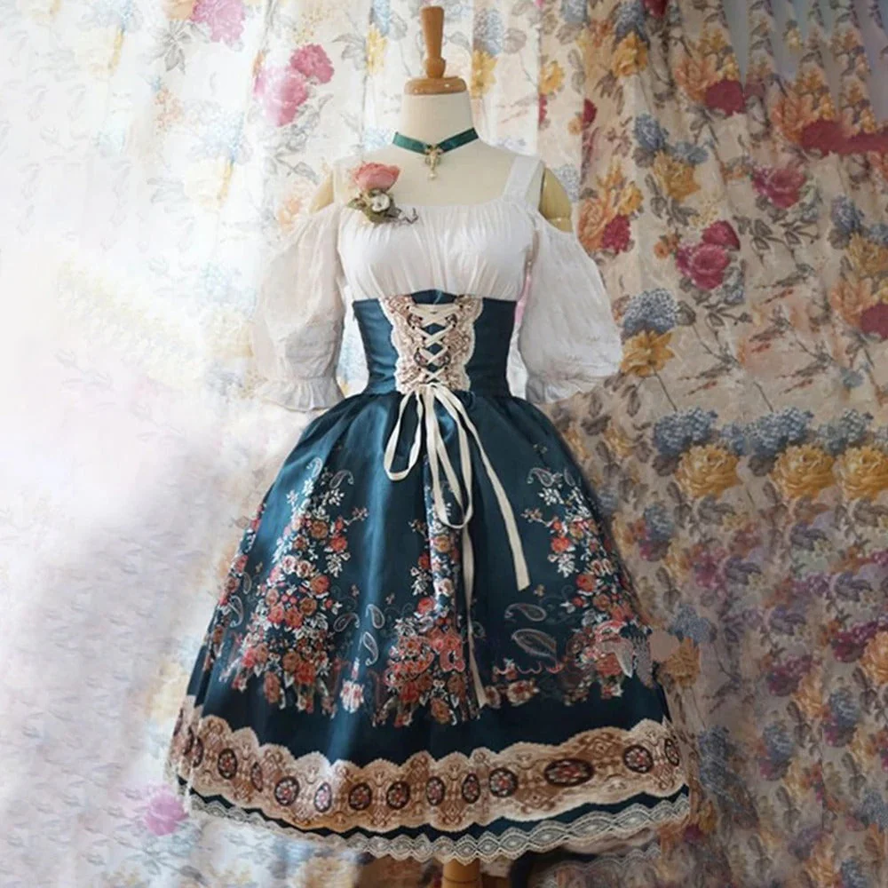 Damen Blumen Oktoberfest Dirndl Kleid - Image 2