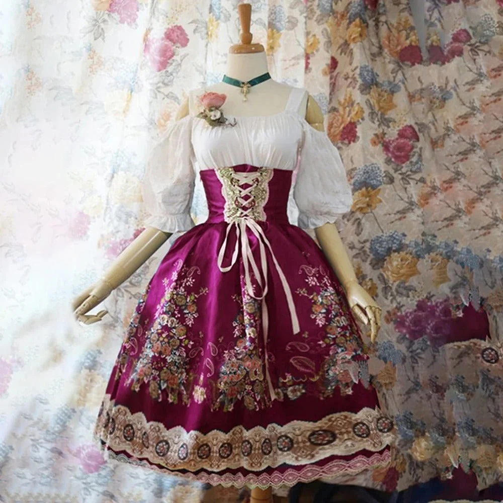 Damen Blumen Oktoberfest Dirndl Kleid - Image 3