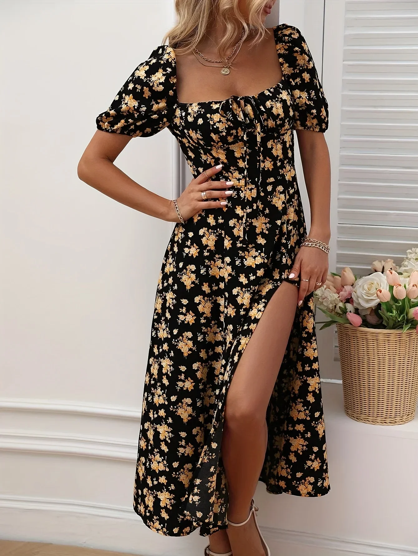 Damen Blumenmuster Strandkleid | Midi - Image 2