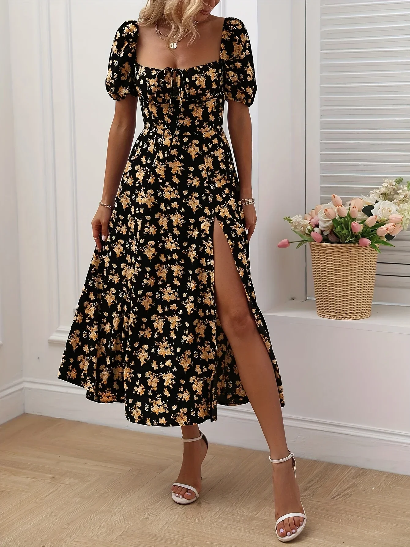Damen Blumenmuster Strandkleid | Midi - Image 3