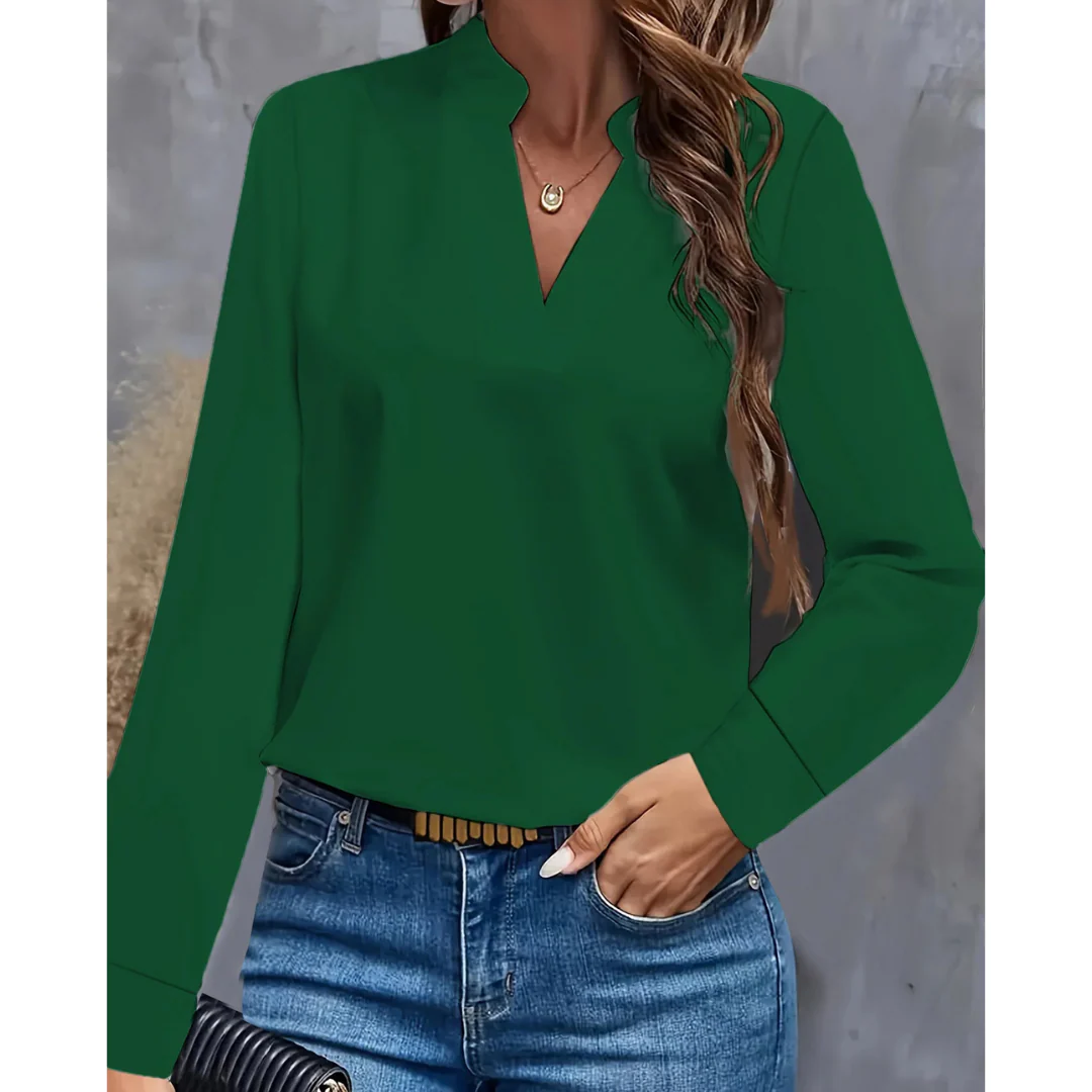 Damen Bluse Langarm | V-Ausschnitt und klare Frontgestaltung - Image 3