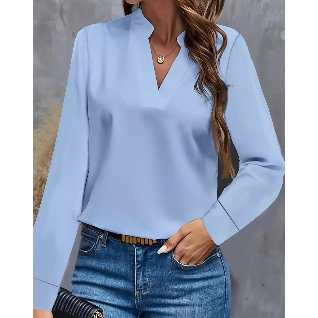 Damen Bluse Langarm | V-Ausschnitt und klare Frontgestaltung - Image 5
