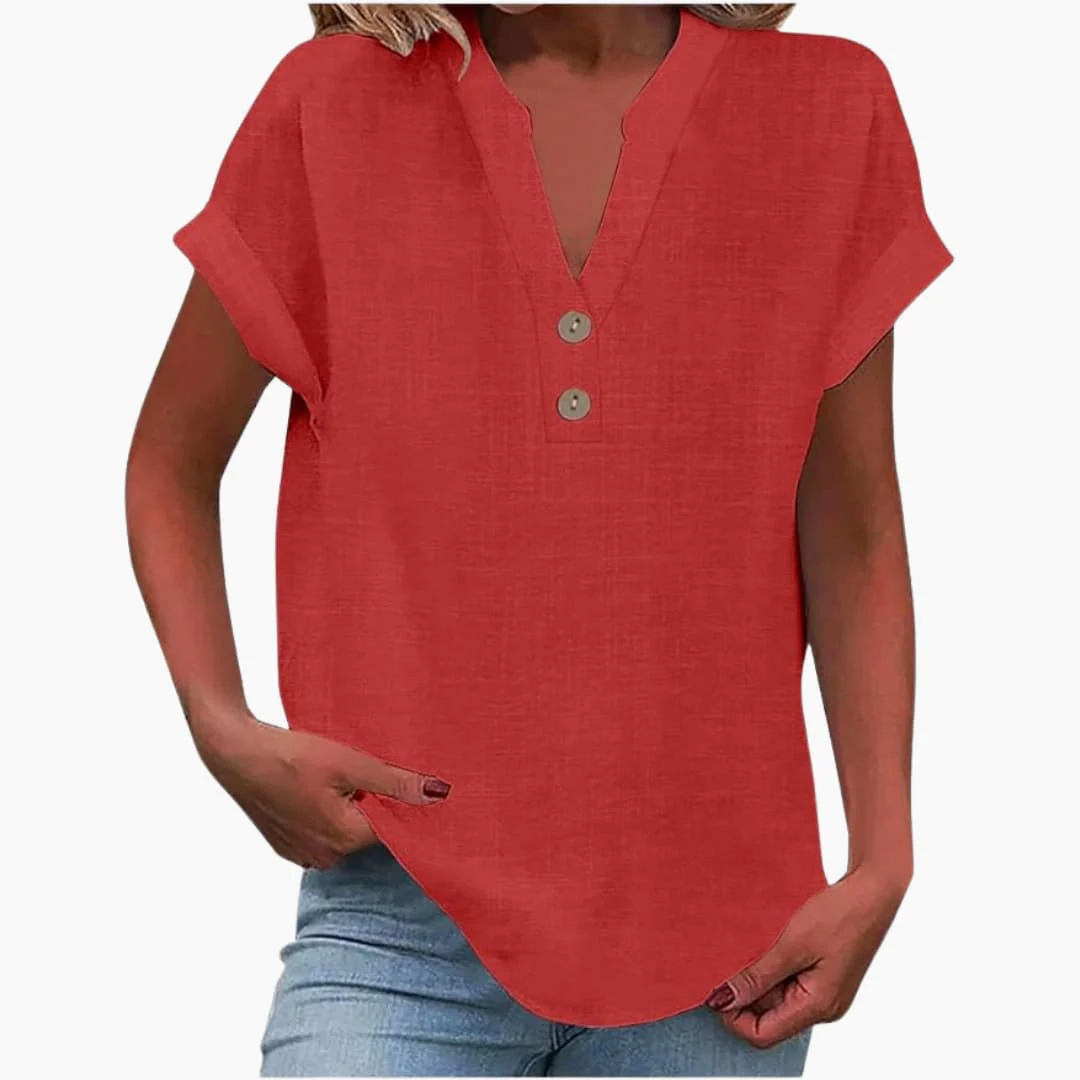 Damen Bluse mit V-Ausschnitt und kurzen Ärmeln - Image 10