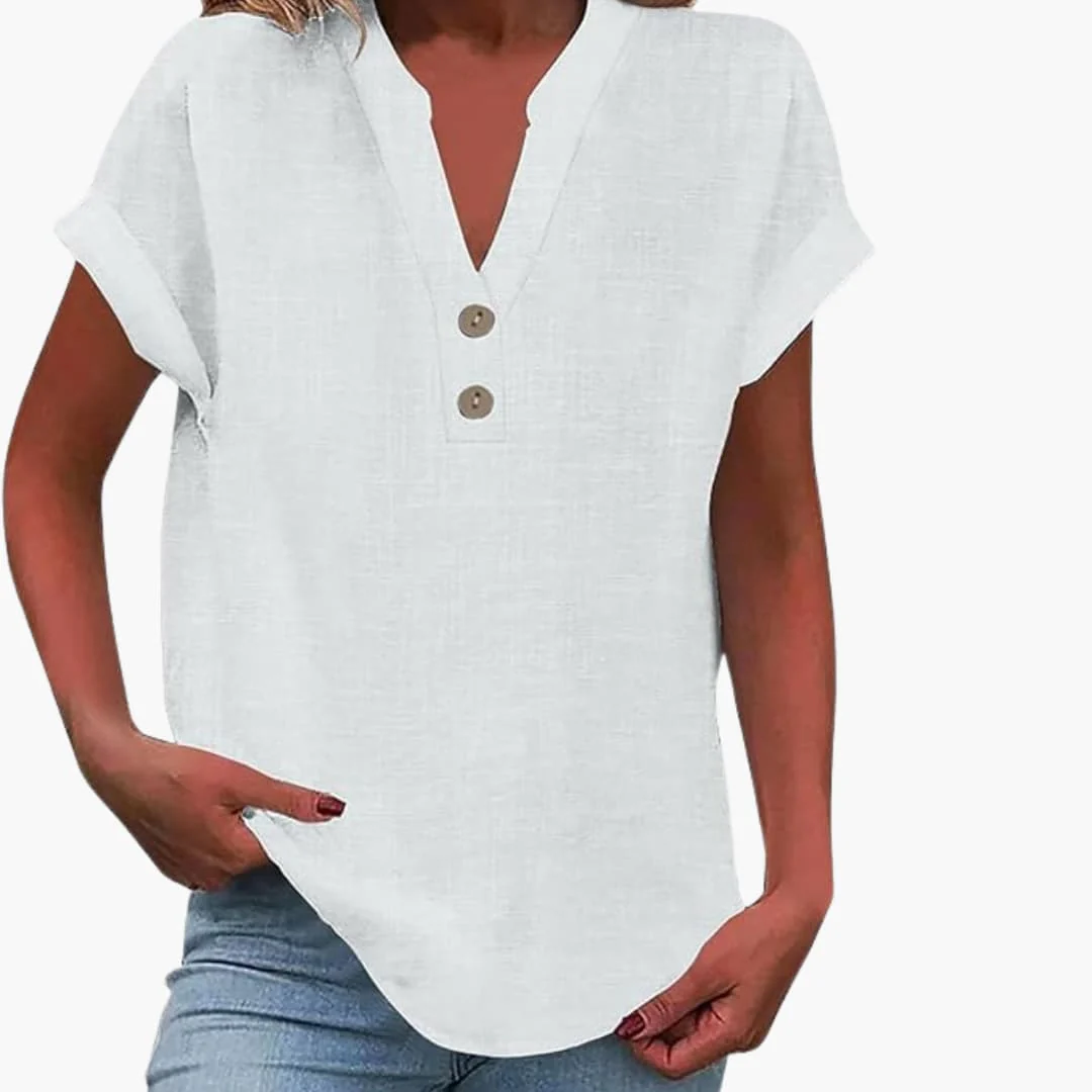 Damen Bluse mit V-Ausschnitt und kurzen Ärmeln - Image 11