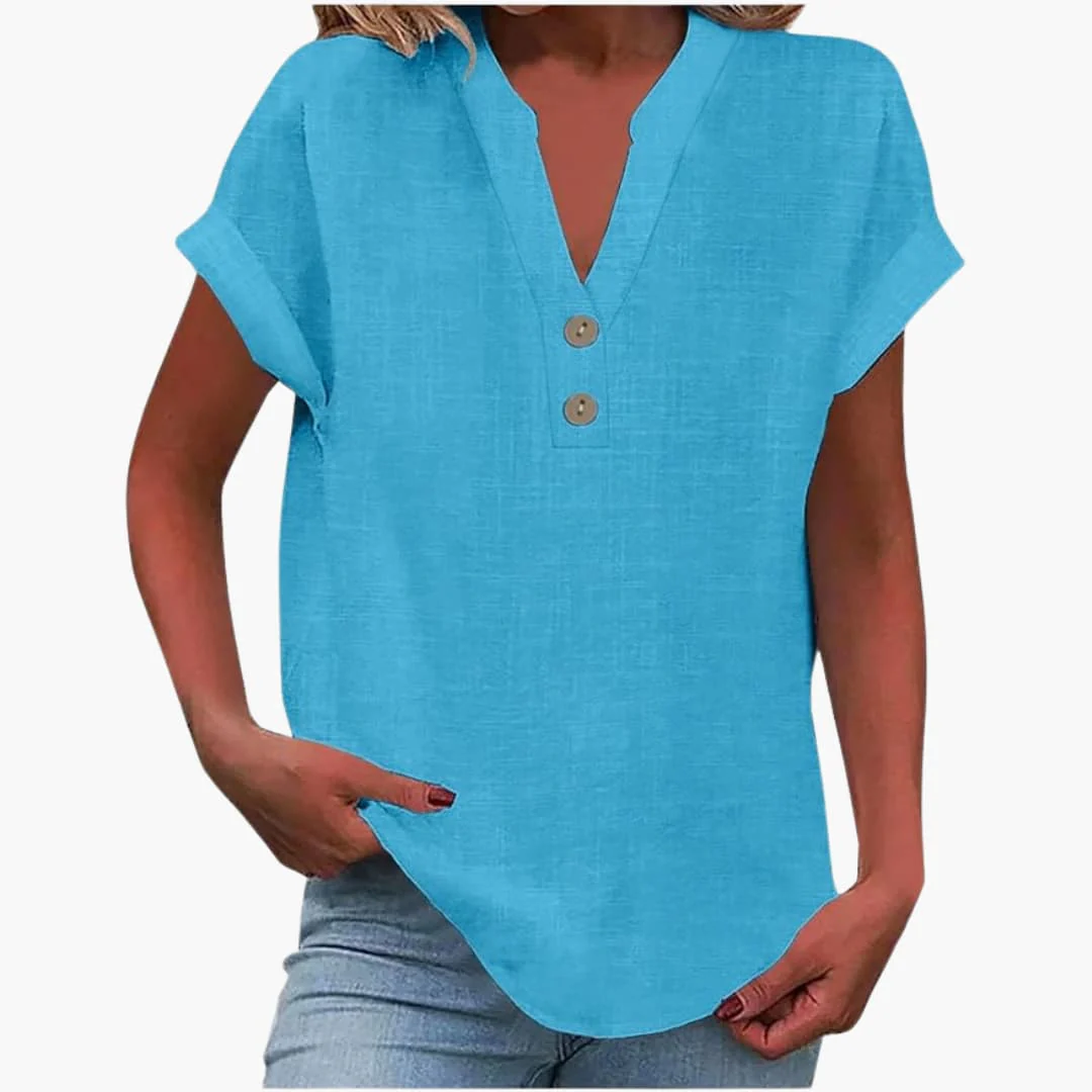 Damen Bluse mit V-Ausschnitt und kurzen Ärmeln - Image 12