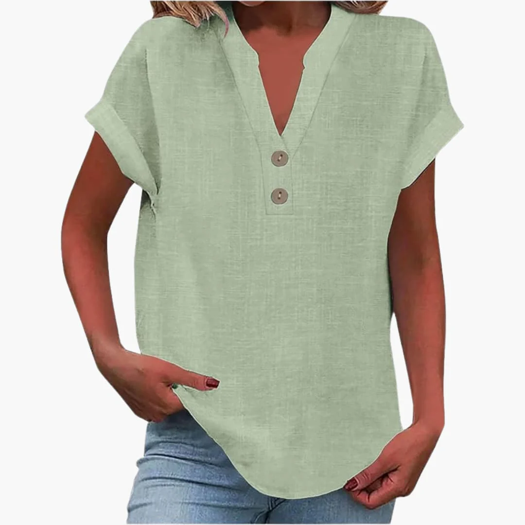 Damen Bluse mit V-Ausschnitt und kurzen Ärmeln - Image 2