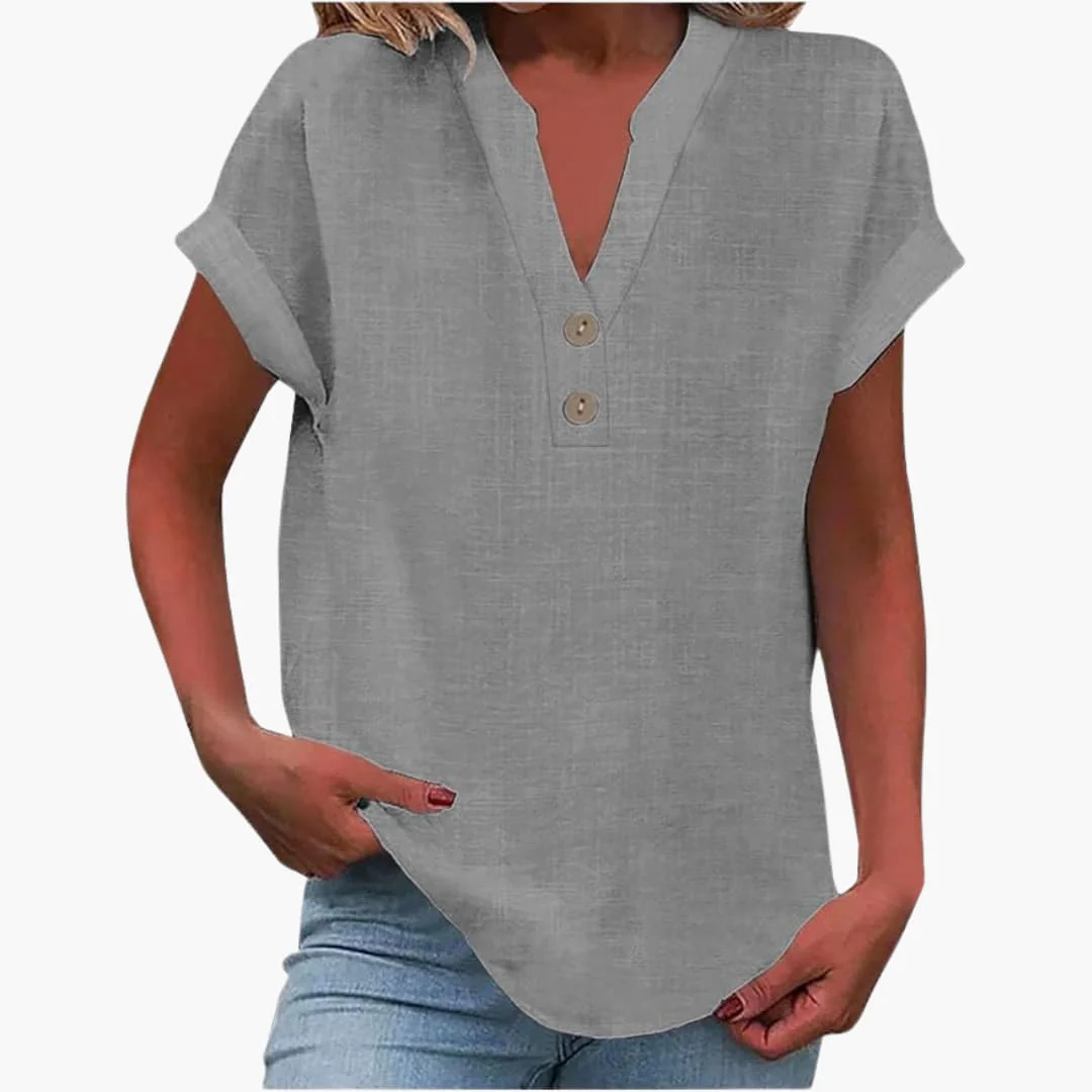 Damen Bluse mit V-Ausschnitt und kurzen Ärmeln - Image 3