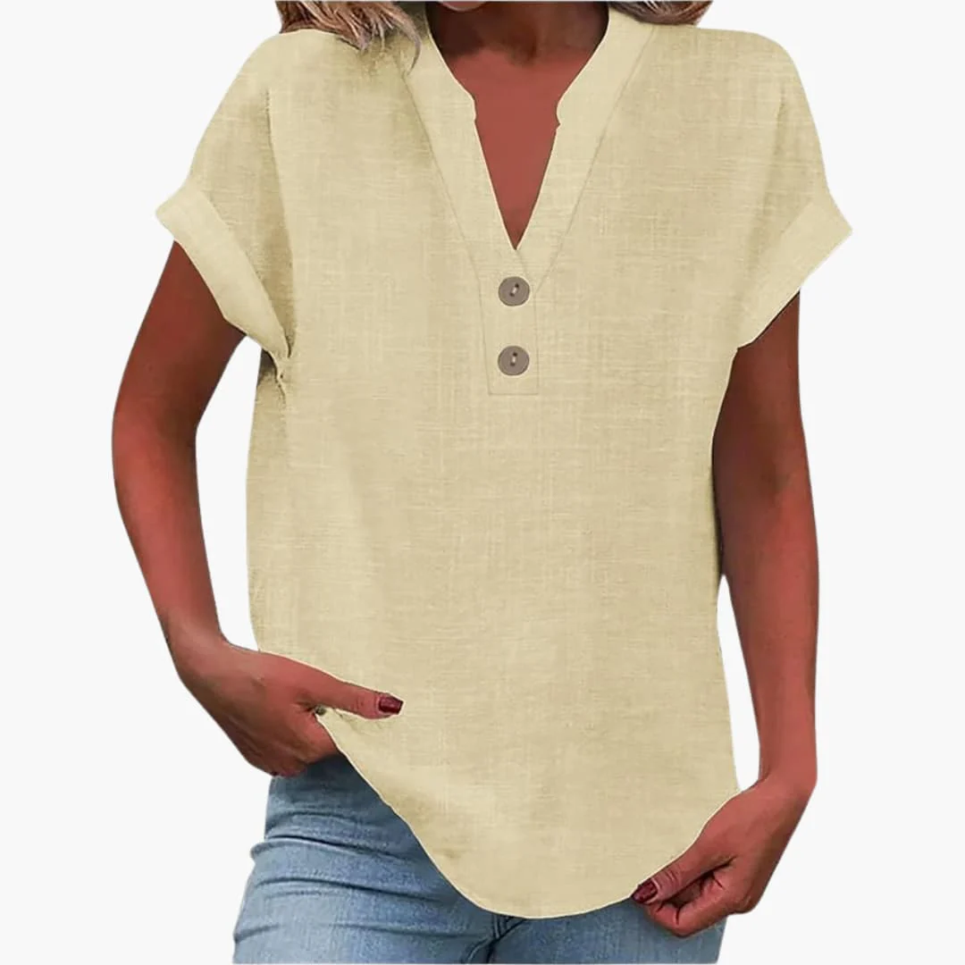 Damen Bluse mit V-Ausschnitt und kurzen Ärmeln - Image 5